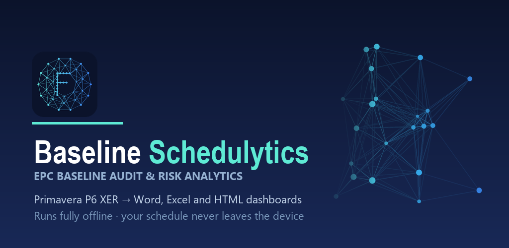 Baseline Schedulytics — DCMA 14-point assessment and schedule audit banner